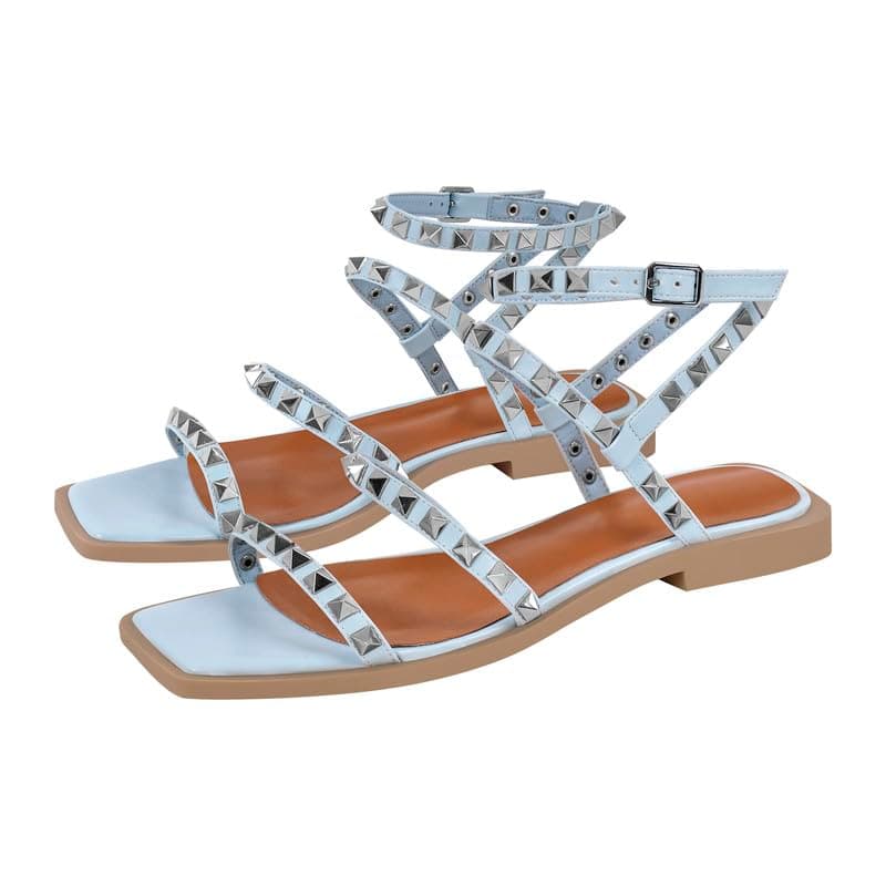 Women's Gladiator Studded Ankle Strap Sandals — Blue