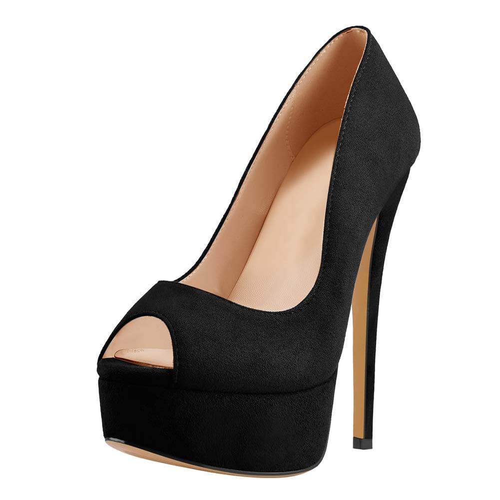 Richealnana Women's Peep-Toe Platform Classic Pumps