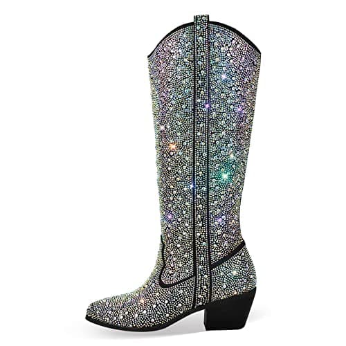 Richеalninni Sparkle Rhinestone Cowboy Boots for Women