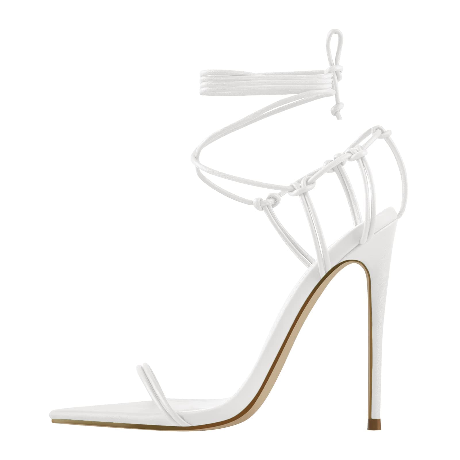 Richealnana Women's Pointy Toe Crisscross Straps Lace-Up Sandals
