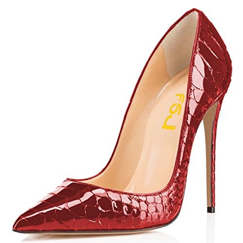 FSJ Women's Stilettos Formal Pointed Toe High Heel Shoes Größe 4-15 US — Red Snake