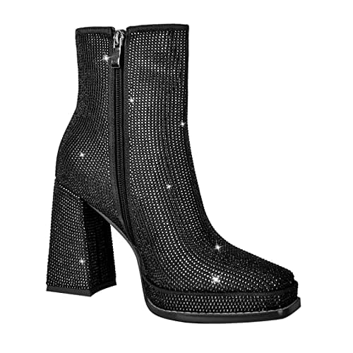 Richealnana Women's Sparkly Diamond Ankle Boots