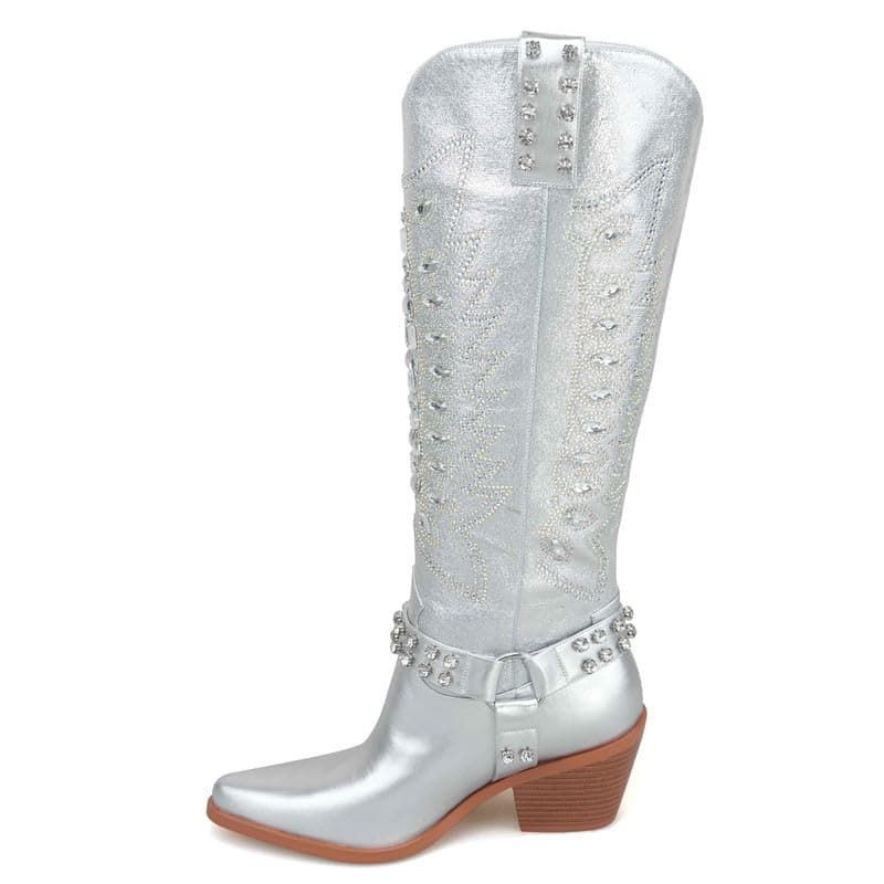 Richealnana Sparkly Rhinestone Pull-On Cowgirl Boots