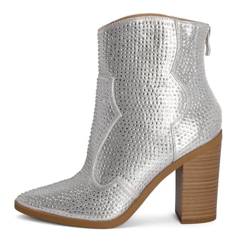 Chariot & Co Wyatt Sparkly Cowgirl Boots – Silver, Gold, Black Rhinestone Heel