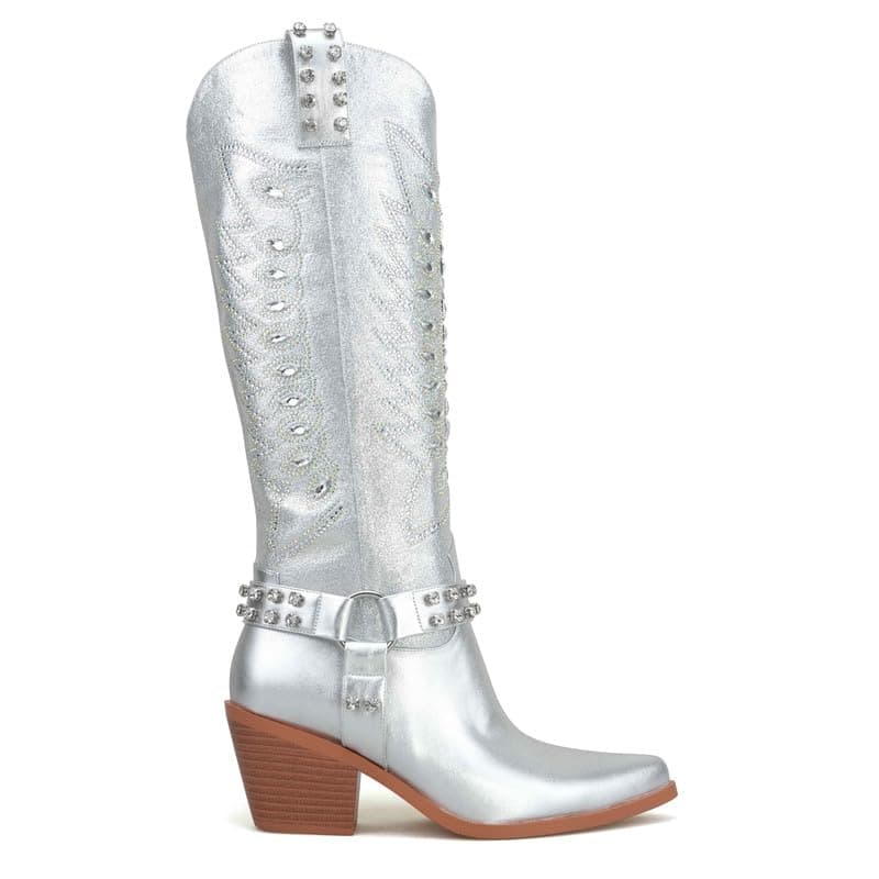 Richealnana Sparkly Rhinestone Pull-On Cowgirl Boots