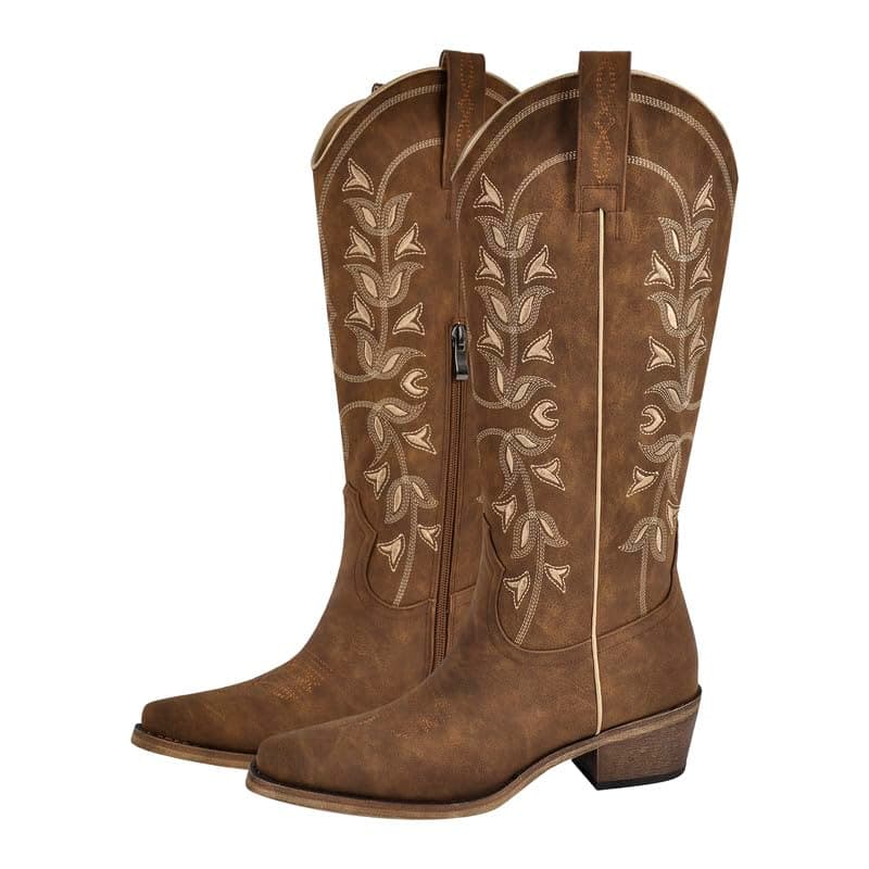 Richealnana Women's Western Cowboy Boots — Brown-c
