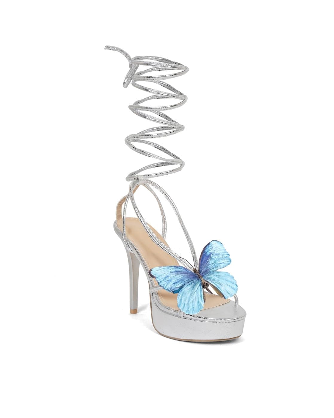 MissHeel Platform Lace-Up High Heels with Butterfly Detail