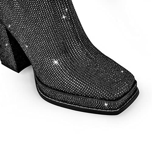 Richealnana Women's Sparkly Diamond Ankle Boots