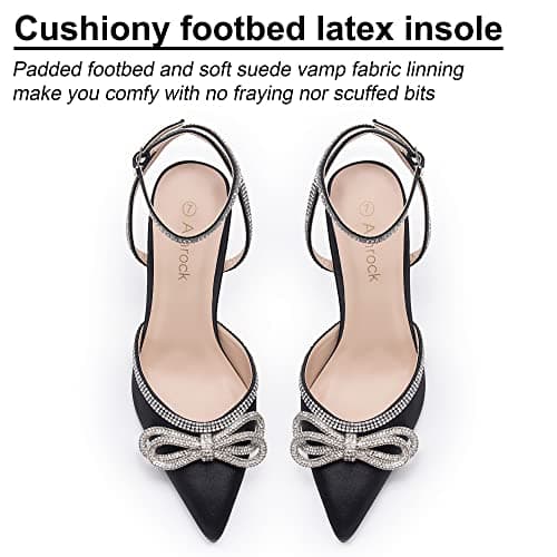 Ainrock Women's Sparkly Rhinestone Wedding Heeled Pumps for Bridal Dress