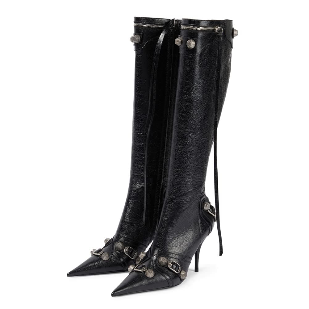 Oiamenne Women's Fashion Knee High Zipper Stiletto Heel Boots