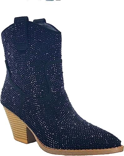 Forever Women's Rhinestone Mid-Calf Knee High Ankle Booties