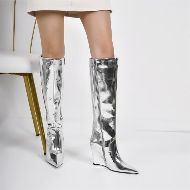 Richealnana Women's Knee High Wedge Boots