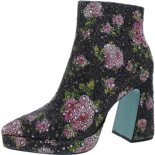 Betsey Johnson Women's Ankle Boot - Della — Black/Pink Floral