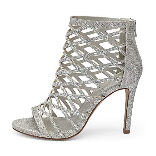 Dream Pairs Women's Rhinestone Ankle Strap Stiletto Heel Cutout Sandals