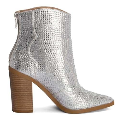Chariot & Co Wyatt Sparkly Cowgirl Boots – Silver, Gold, Black Rhinestone Heel