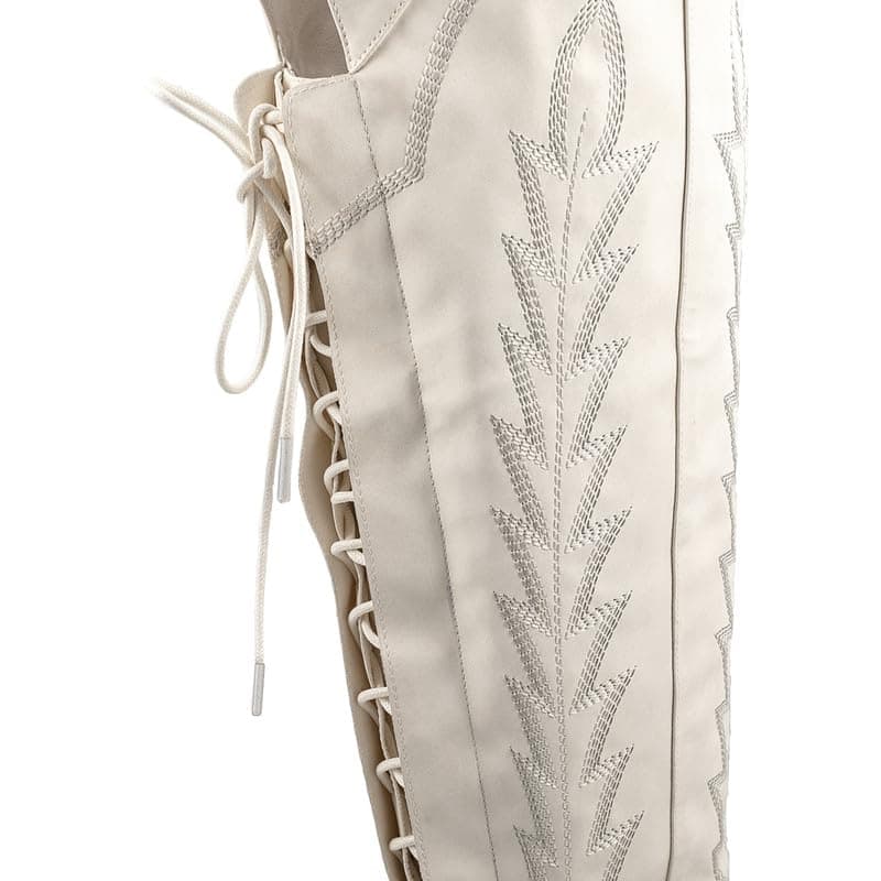 Atuelang Thigh High Western Embroidered Cowgirl Boots