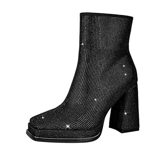 Richealnana Women's Sparkly Diamond Ankle Boots