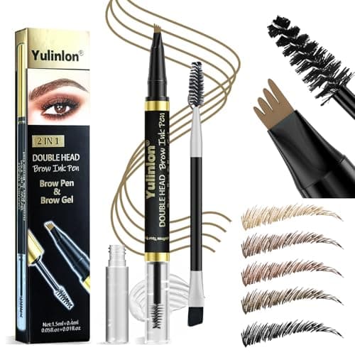 2-in-1 Dual Head Eyebrow Pen & Gel, Waterproof 3# Dark Brown