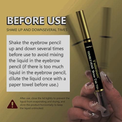 2-in-1 Dual Head Eyebrow Pen & Gel, Waterproof 3# Dark Brown