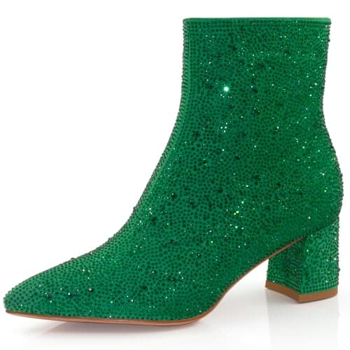 Women's Rhinestone Ankle Boots — Green