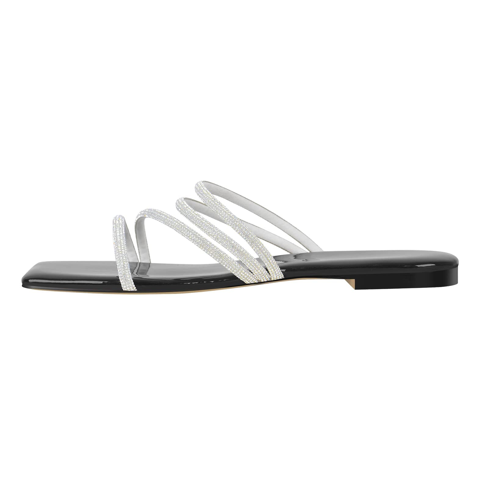 Richealnana Women's Rhinestones Crisscross Slip-On Flat Sandals