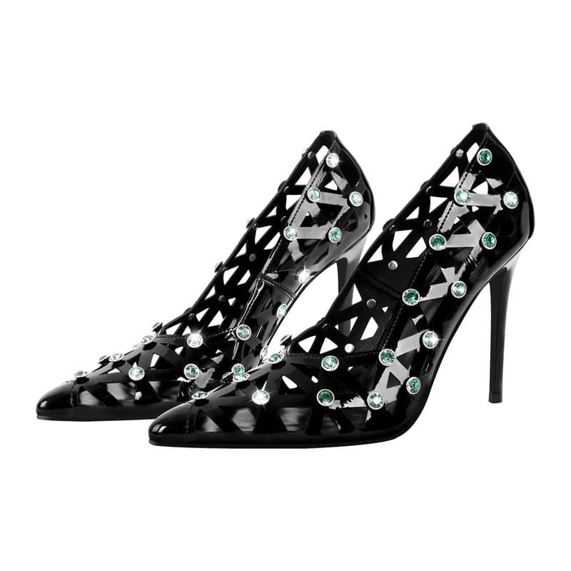 Richealnana Women's Pointed Toe Rhinestone Pumps for Party Prom