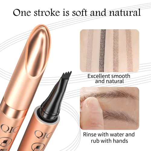Q706 4-Tipped Dark Brown Eyebrow Pen, Precise & Long-lasting
