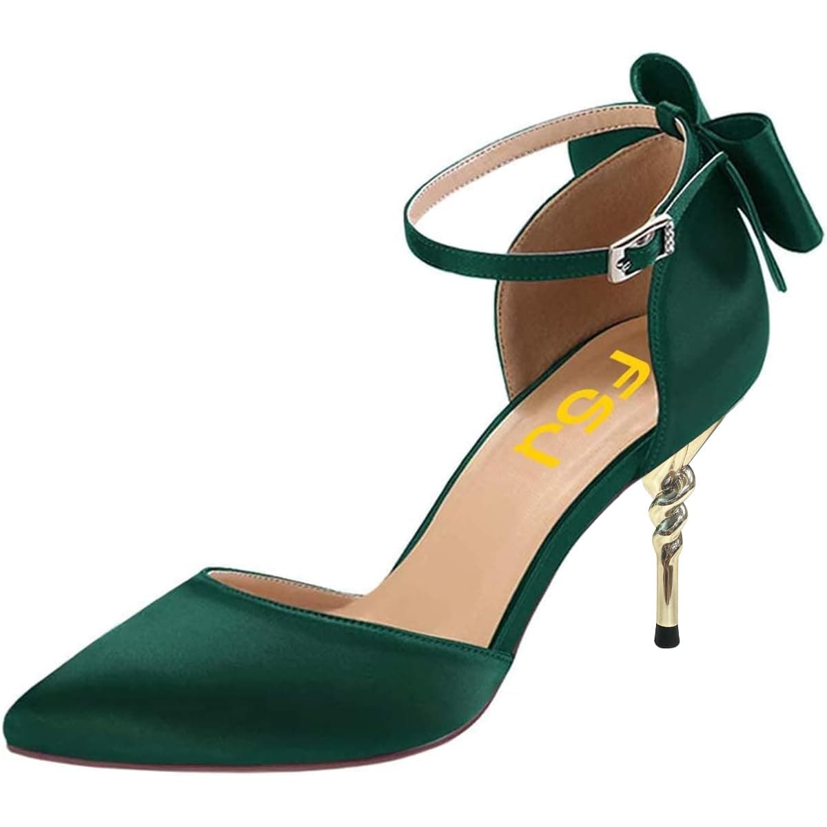 FSJ Women's D'orsay Pointed Toe Ankle Strap Heels Size 4-15 US Party Shoes