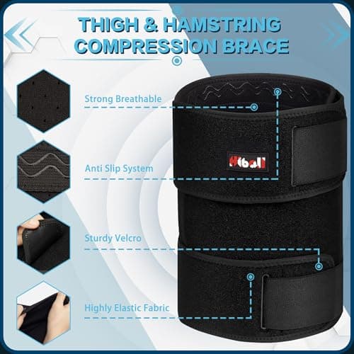 Hiball Adjustable Thigh Brace with Hamstring Compression Wrap for Men & Women