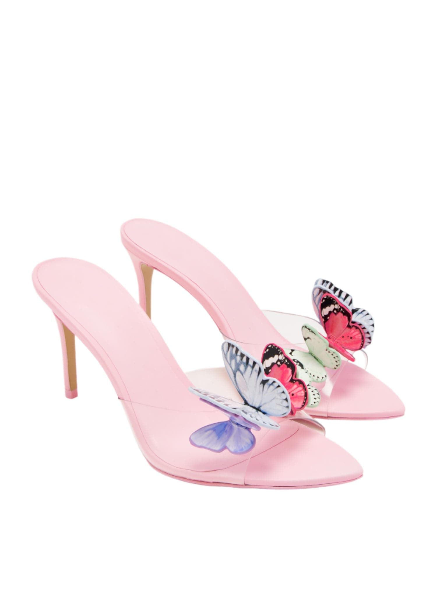 Richealnana Women's Butterfly Transparent Stiletto Heel Pointed Toe Mule