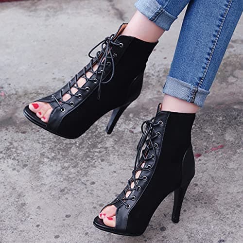 Roimaash Women's Burju Lace-Up Dance Heels 7/10CM
