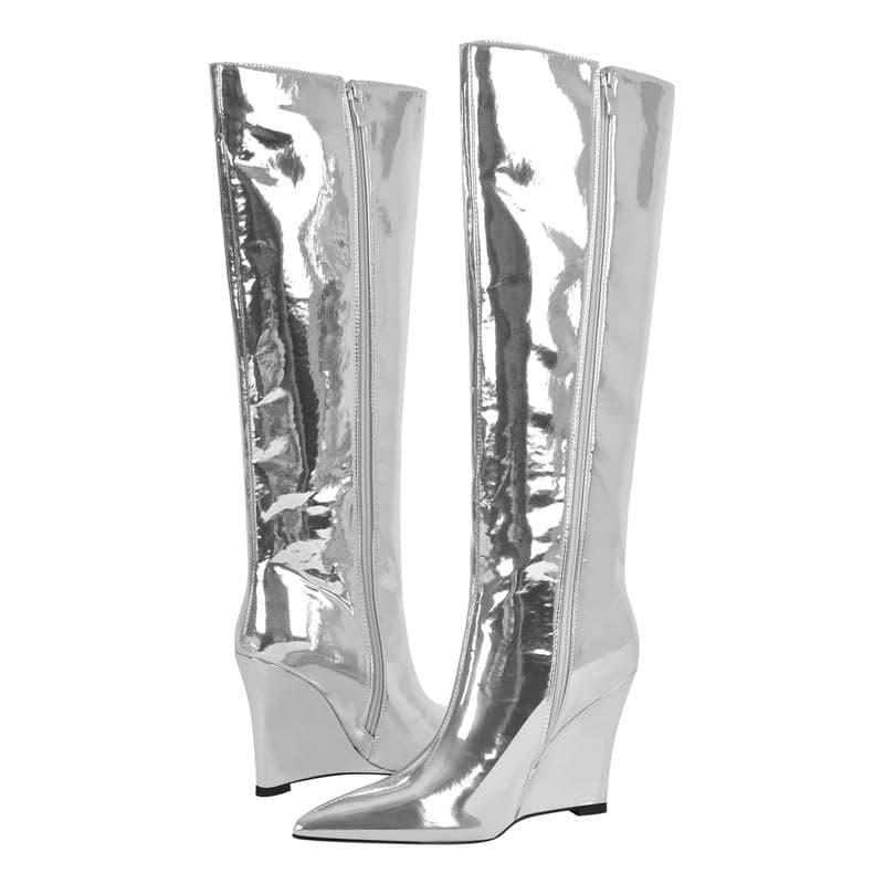 Richealnana Women's Knee High Wedge Boots