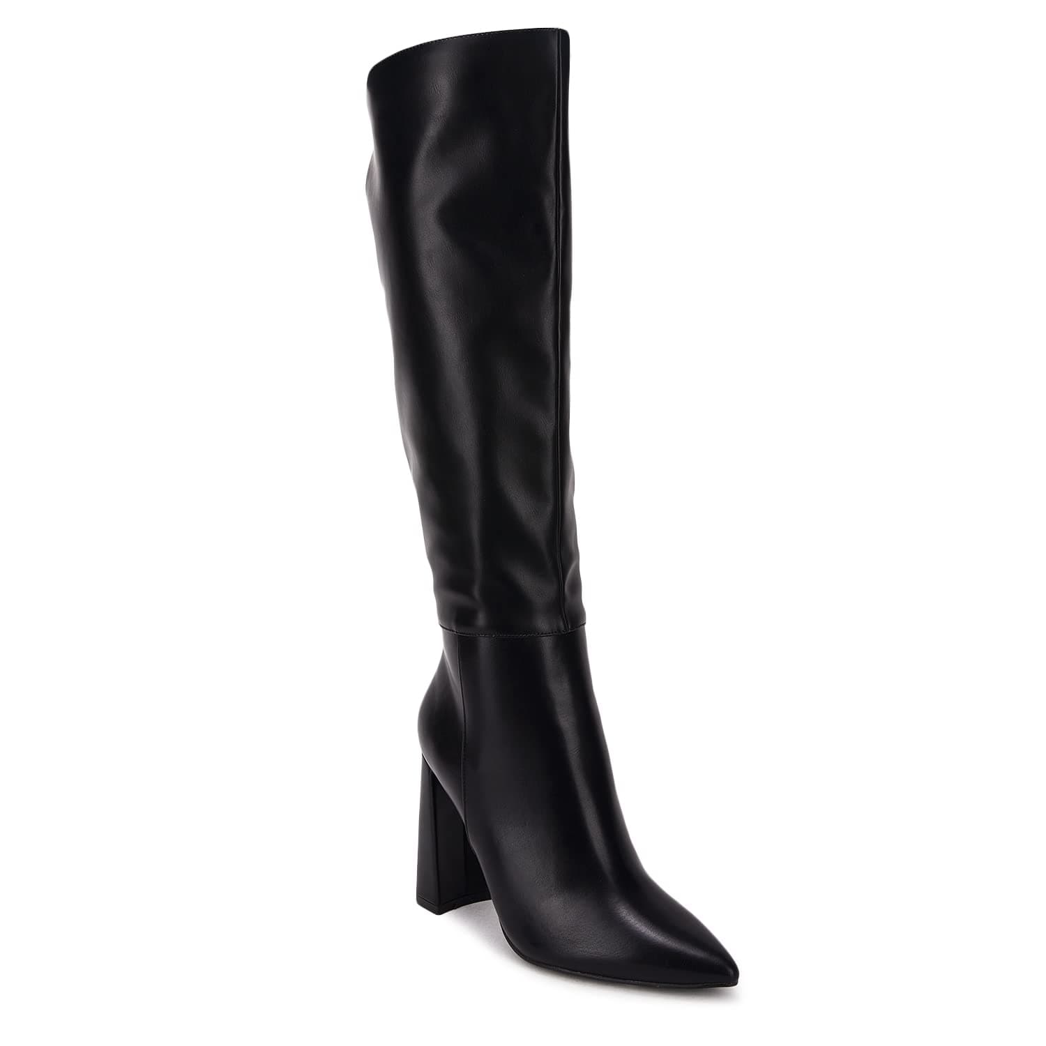 Juliet Holy Women's Wide Calf Chunky Knee-High Go-Go Boots with Side Zipper