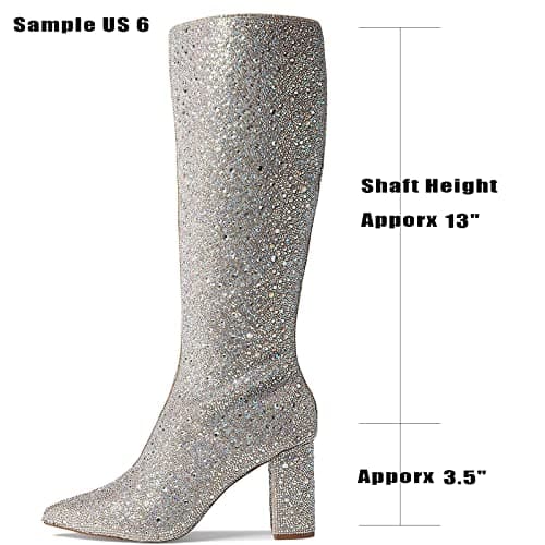 MUCCCUTE Women's Sparkly Rhinestone Ankle Boots for Party and Wedding