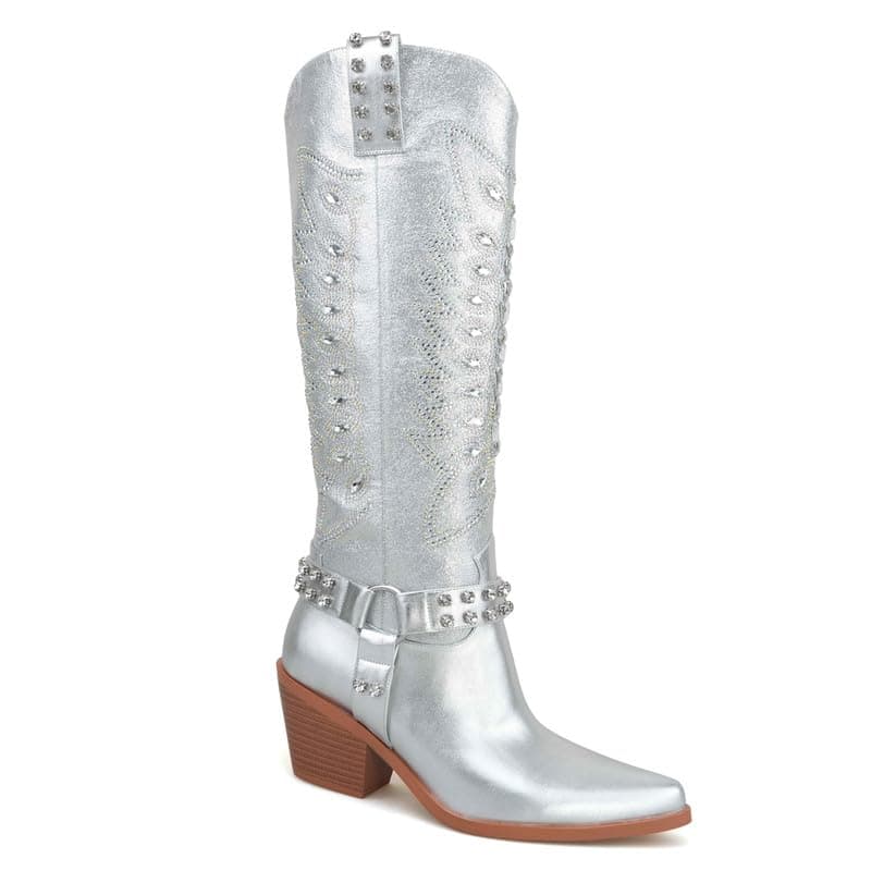Richealnana Sparkly Rhinestone Pull-On Cowgirl Boots