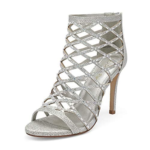 Dream Pairs Women's Rhinestone Ankle Strap Stiletto Heel Cutout Sandals