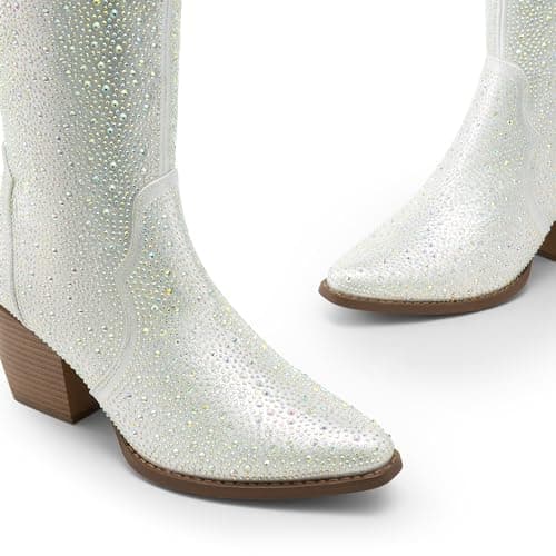 Dream Pairs Women's Comfortable Cowboy Boots - Embroidered Pointed Toe Zipper Heel