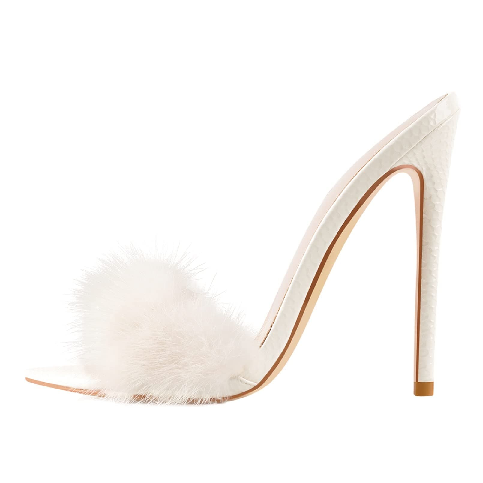 Richealnana Women's Fur Fuzzy Sexy Stiletto Heels