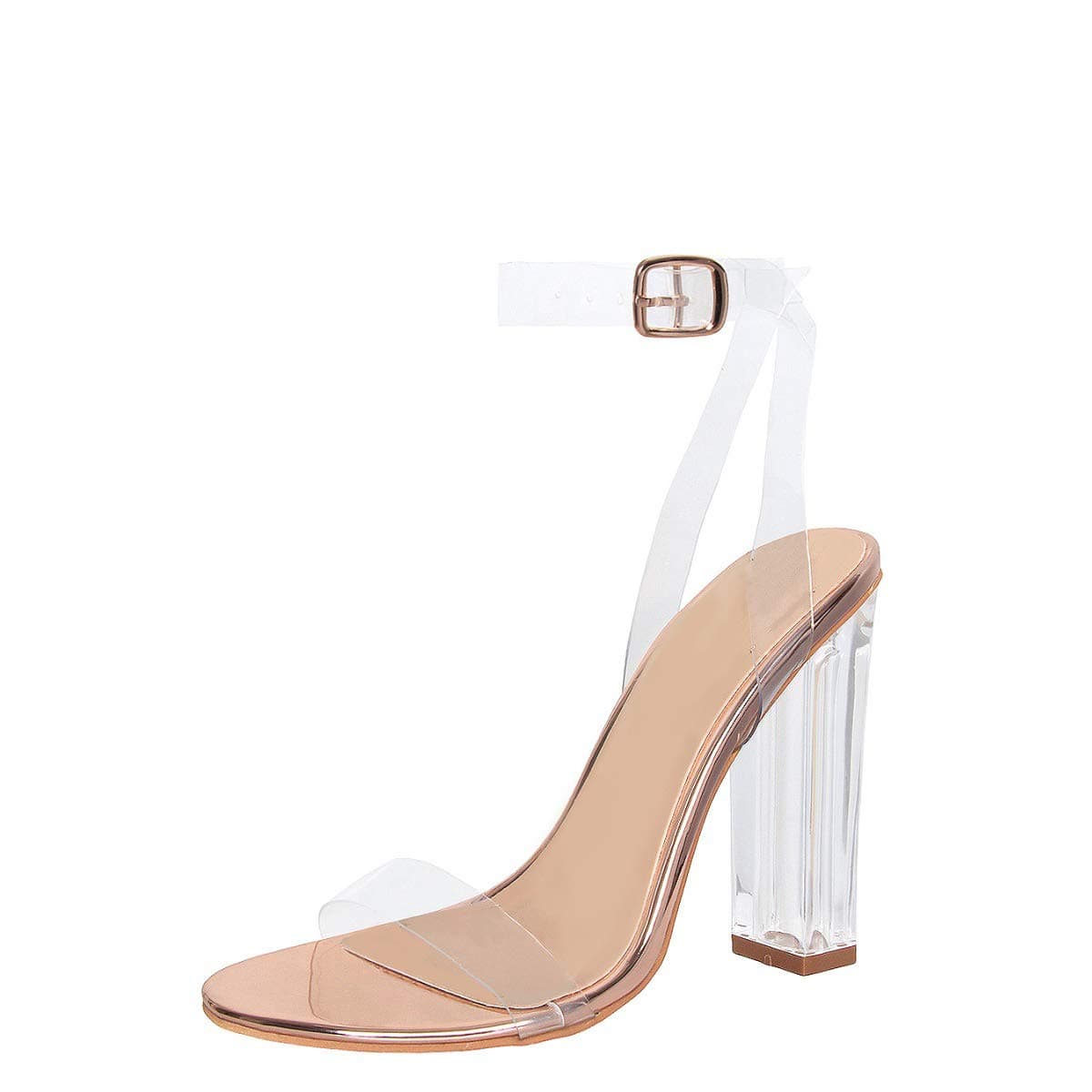 Richealnana Women's Clear Rhinestones Stiletto Heels Ankle Strap Sandals