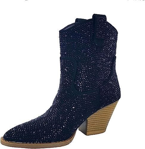 Forever Women's Rhinestone Mid-Calf Knee High Ankle Booties