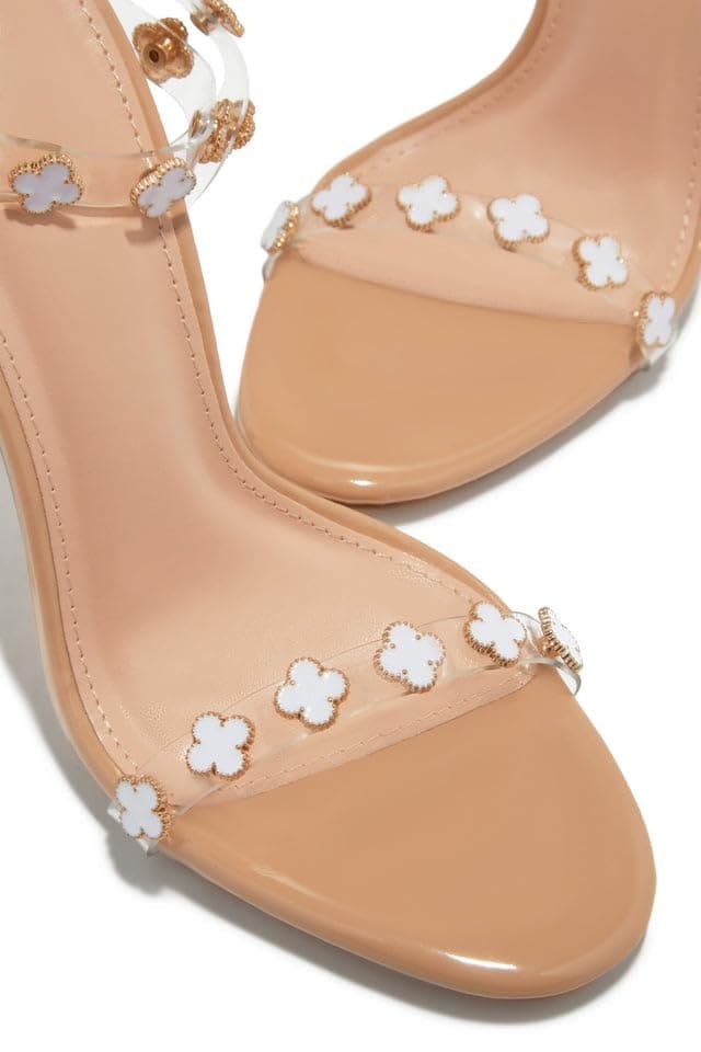 Richealnana Women's Clear Floral Strap Stilettos Sandals for Summer