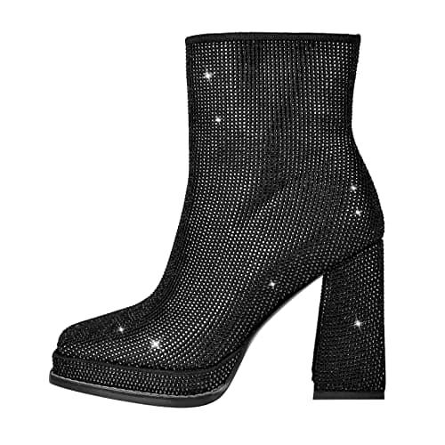 Richealnana Women's Sparkly Diamond Ankle Boots