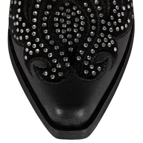 SheSole Women's Sparkly Black Rhinestone Cowgirl Boots for Party & Wedding