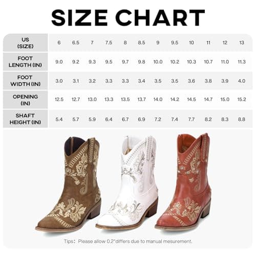 Rivalran Western Embroidered Cowgirl Boots with Sparkly Rhinestones