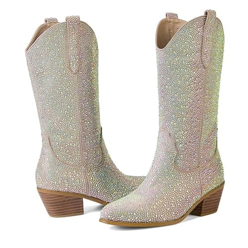 Vintage Gold Embroidered Western Cowgirl Boots