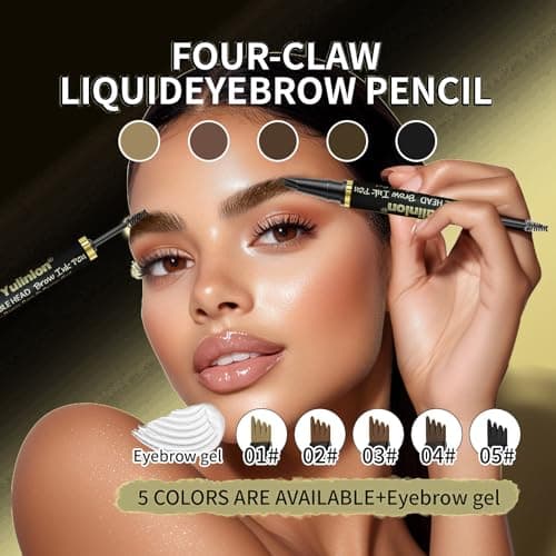 2-in-1 Dual Head Eyebrow Pen & Gel, Waterproof 3# Dark Brown