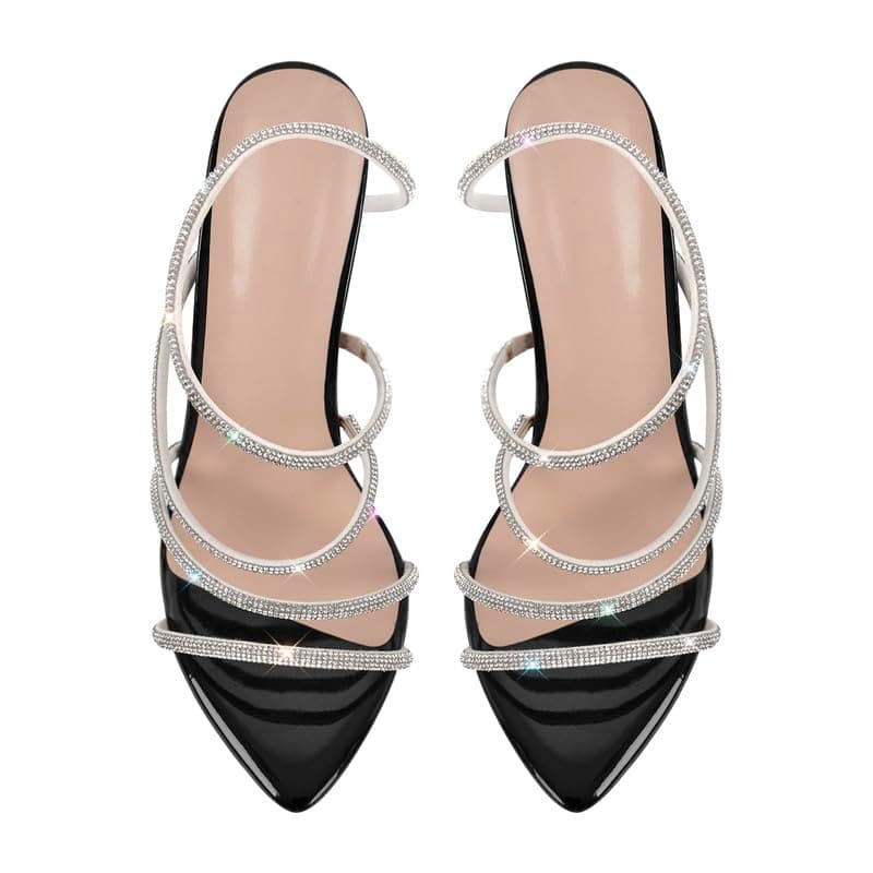 LISHAN Women's Pearl Stiletto Heel Ankle Strap Buckle Prom Shoe