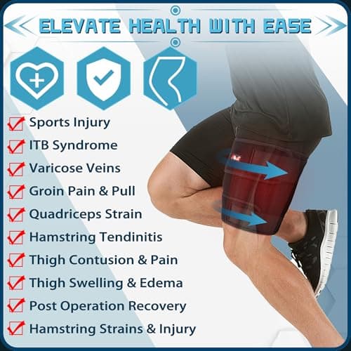 Hiball Adjustable Thigh Brace with Hamstring Compression Wrap for Men & Women