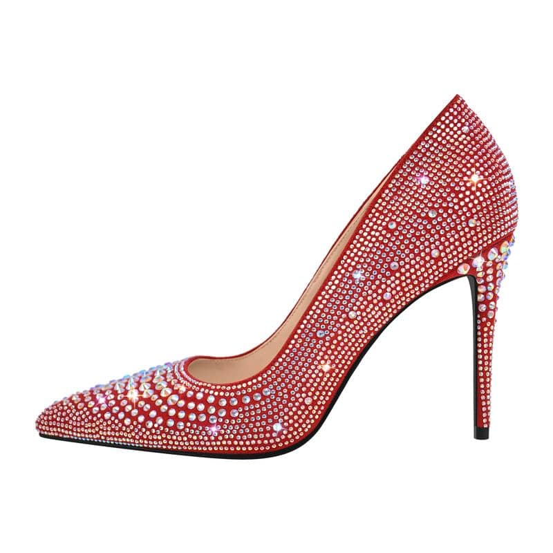 Richealnana Women's Rhinestones Pointed Toe Stiletto High Heels