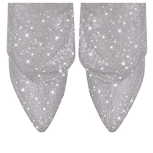 Richealnana Women's Rhinestone Wedge Knee-High Boots